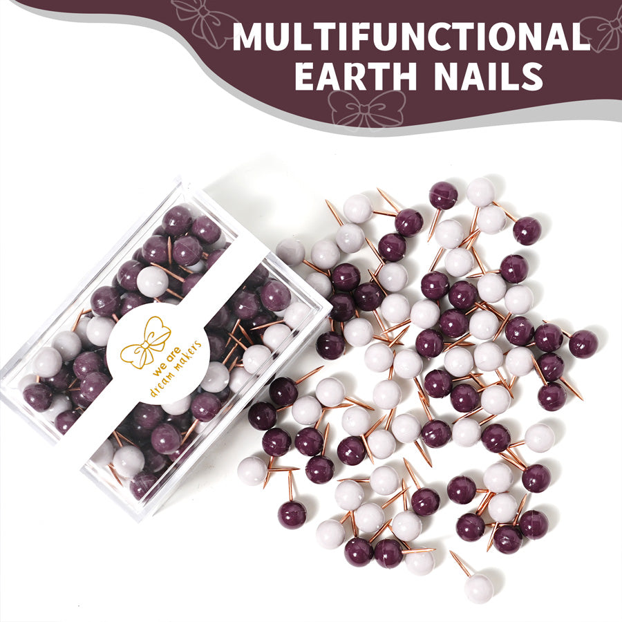 120PCS 0.78 Inch Small Round Head Map Tacks Pins for Home Office Bulletin Cork Board Use and DIY Craft Project (Purple AND White )