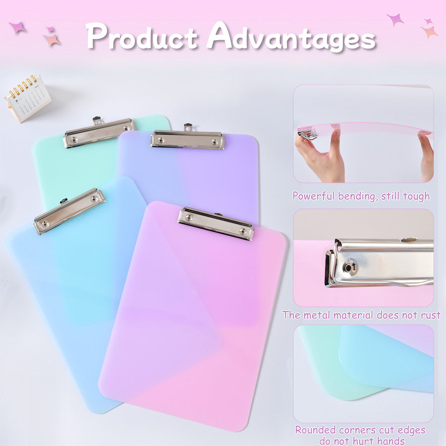 A4写字板4个装，写字板，塑料文件夹，适用于护理、学生、办公 4-pack A4 writing board, writing board, plastic folder, suitable for nursing, student, and office use