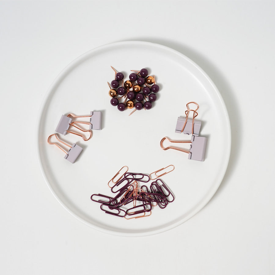 Paper Clips and Binder Clips Set, Metal Assorted Sized Binders with Push Pins, Cute  Office Supplies for Desk, Desk Accessories