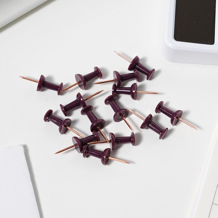 120 Pack purple and white   Push Pins Tacks by , Flat Head Thumbtacks for Bulletin Board, Wall Hanging, Cork Board, Shadow Box, Heavy Duty Plastic Head with Steel Point in Reusable Storage Box.