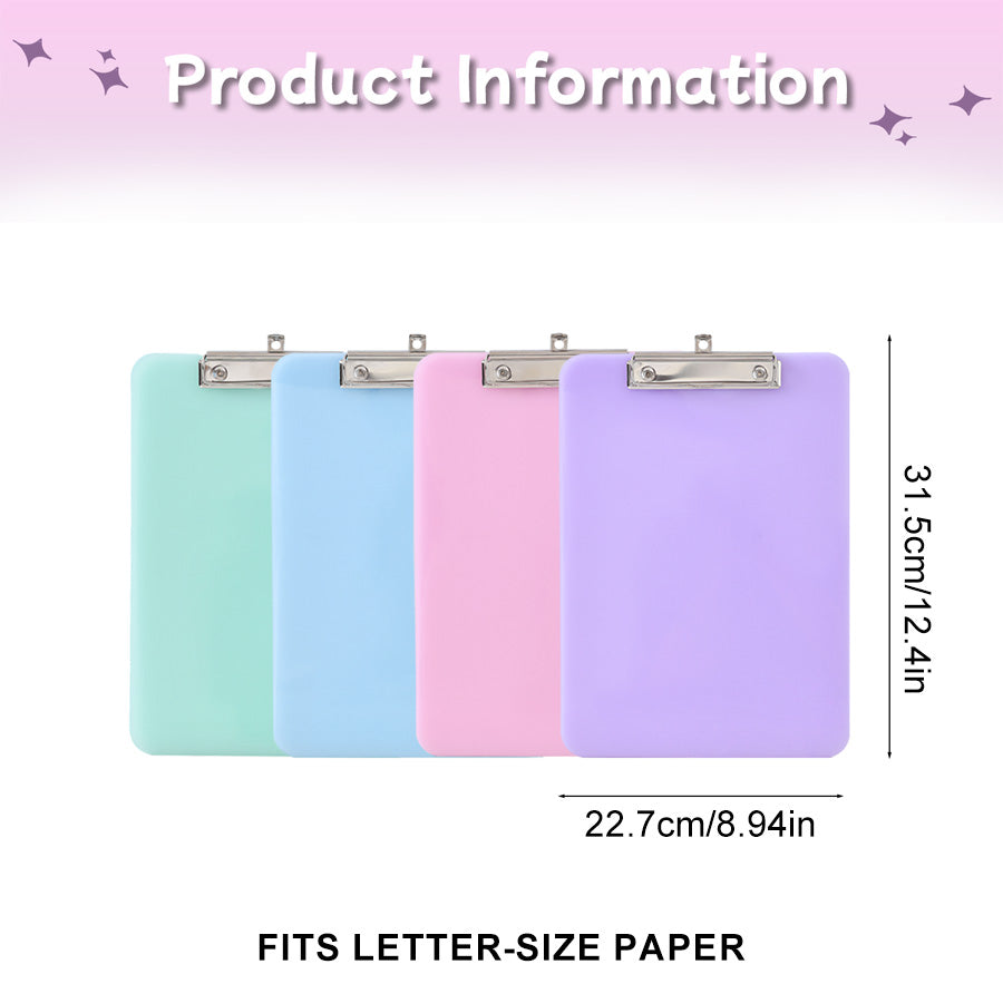 A4写字板4个装，写字板，塑料文件夹，适用于护理、学生、办公 4-pack A4 writing board, writing board, plastic folder, suitable for nursing, student, and office use