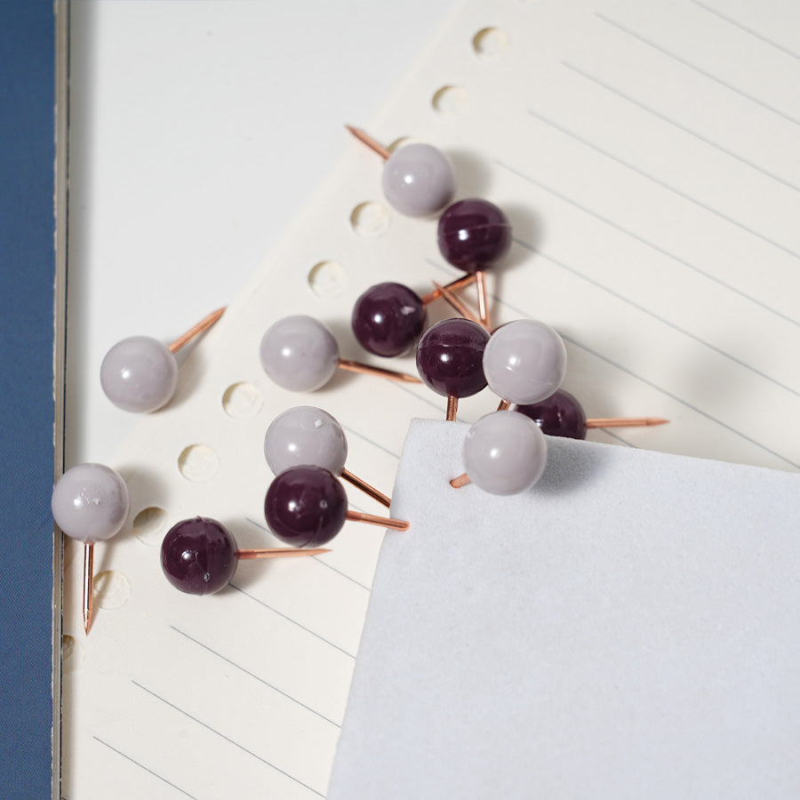 120PCS 0.78 Inch Small Round Head Map Tacks Pins for Home Office Bulletin Cork Board Use and DIY Craft Project (Purple AND White )