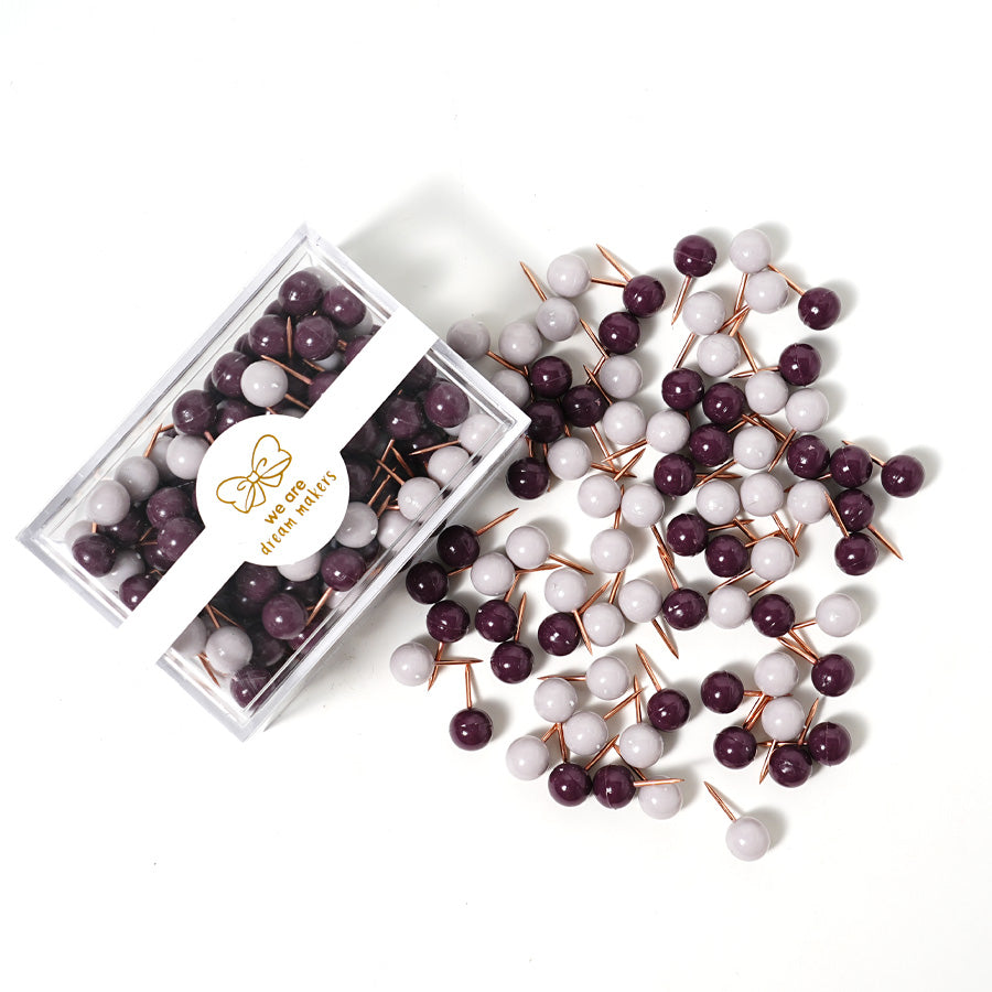120PCS 0.78 Inch Small Round Head Map Tacks Pins for Home Office Bulletin Cork Board Use and DIY Craft Project (Purple AND White )