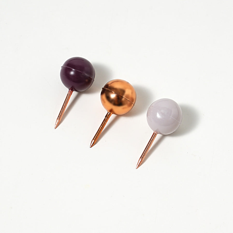 2 boxes 80 Pieces Map Push Pins, Small Round Head Marking Pins, Round Head Push Pin with Point Retro Metallic Color Beads Head Marking Pin (Gold purple white  Mixing colors)