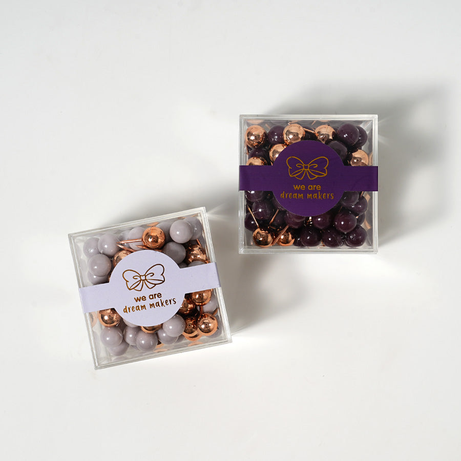 2 boxes 80 Pieces Map Push Pins, Small Round Head Marking Pins, Round Head Push Pin with Point Retro Metallic Color Beads Head Marking Pin (Gold purple white  Mixing colors)
