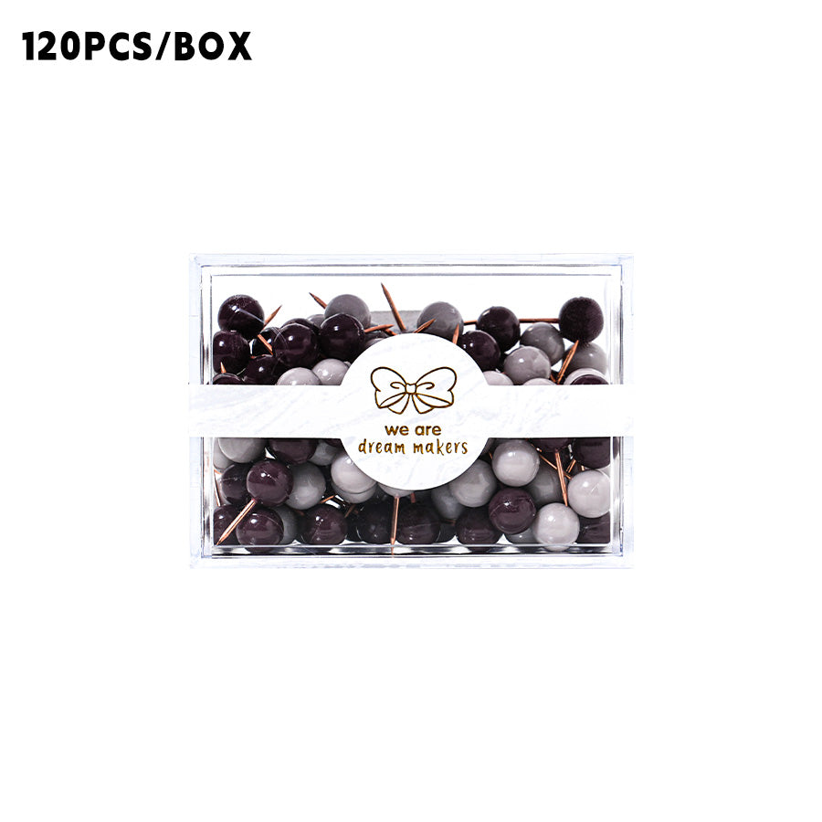 120PCS 0.78 Inch Small Round Head Map Tacks Pins for Home Office Bulletin Cork Board Use and DIY Craft Project (Purple AND White )