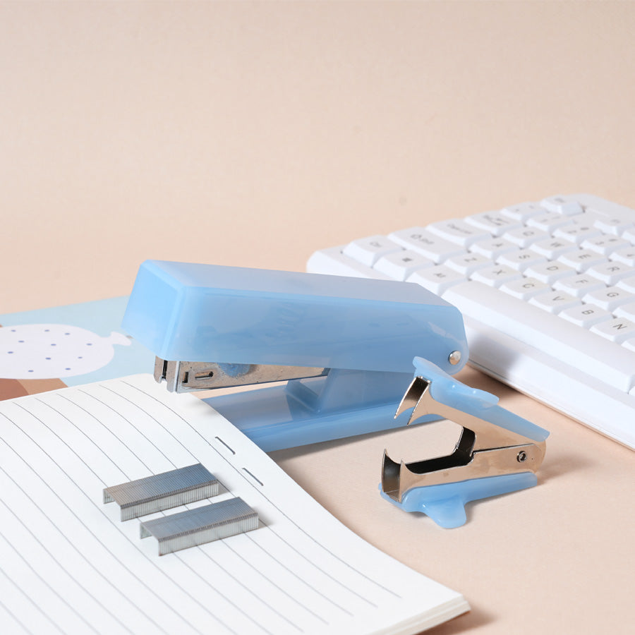 Office desk accessories, pink, blue, green, purple office supplies set for men and women, cute office supplies with stapler, stapler, scissors, clips, scissors and staples, ruler, tape, student stationery set