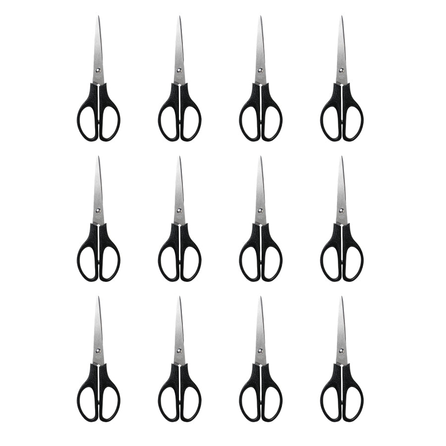 Scissors Bulk black 12-Pack, All Purpose Scissors Stainless Steel Sharp Scissors for Office Home General Use Craft Supplies, High/Middle School Classroom Class Older Kids Scissor Set