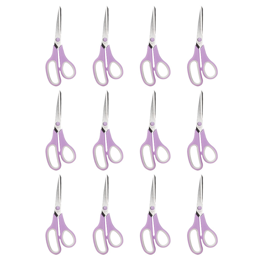 Scissors Set of 12-Pack, 7.6" Scissors All Purpose Comfort-Grip Handles, Sharp Scissor for Office Home School Craft Sewing Fabric Supplies, High/Middle School Student Teacher, Right/Left Hand