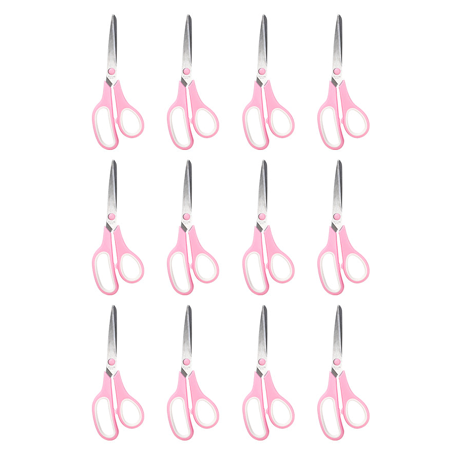 Scissors Set of 12-Pack, 7.6" Scissors All Purpose Comfort-Grip Handles, Sharp Scissor for Office Home School Craft Sewing Fabric Supplies, High/Middle School Student Teacher, Right/Left Hand