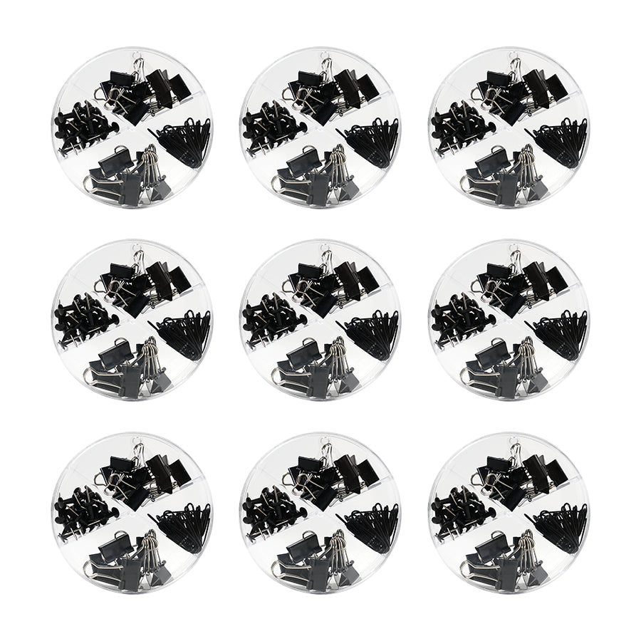 9 boxes of stationery set including 7pcs large long tail clip+13pcs small long tail clip+25PCS paper clips+20pcs H-shaped nails for business office, school office assistant, student stationery