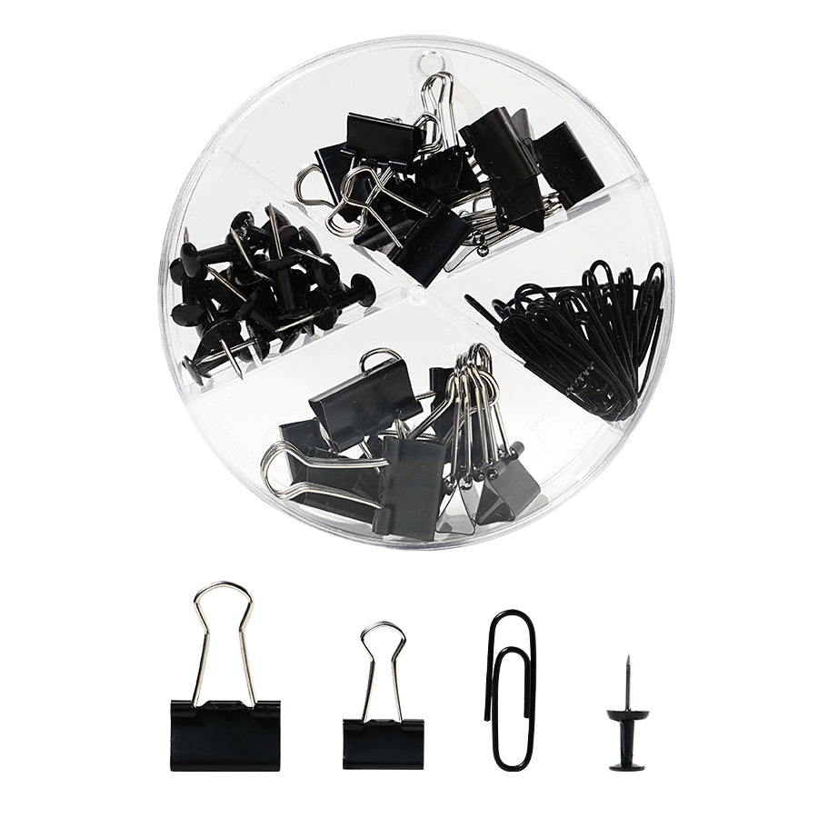 9 boxes of stationery set including 7pcs large long tail clip+13pcs small long tail clip+25PCS paper clips+20pcs H-shaped nails for business office, school office assistant, student stationery