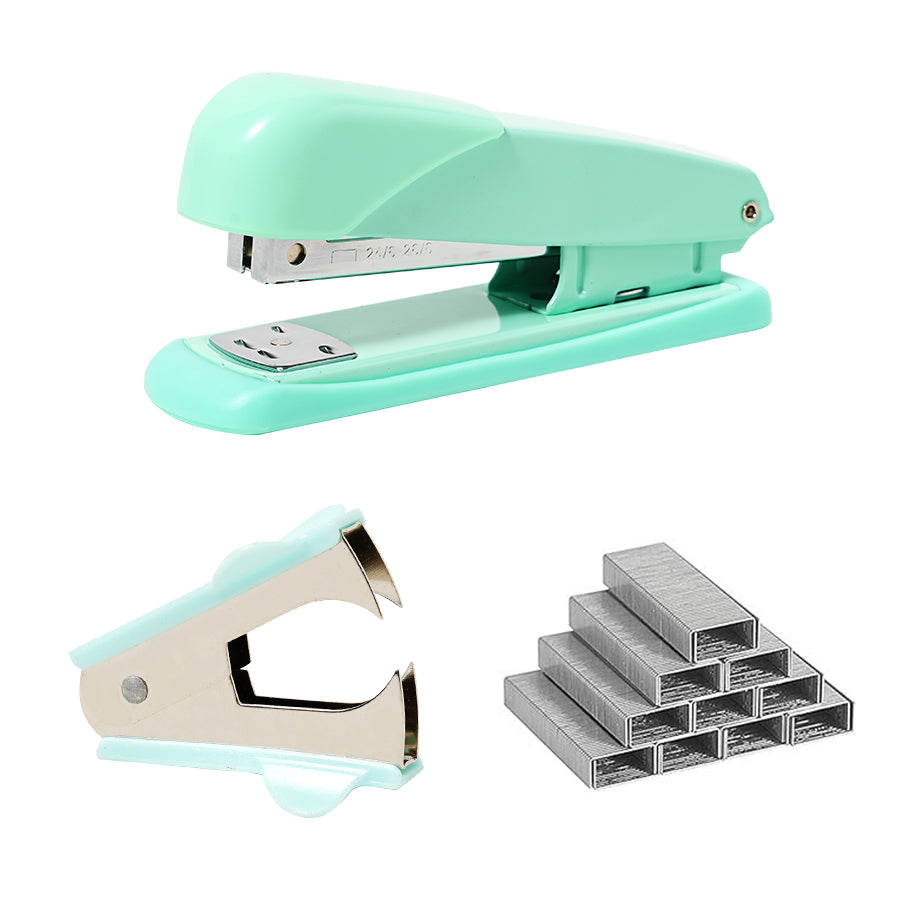 3-piece set for office supplies including 1 stapler+1000 staples+stapler Student office supplies black, pink, green 3 optional