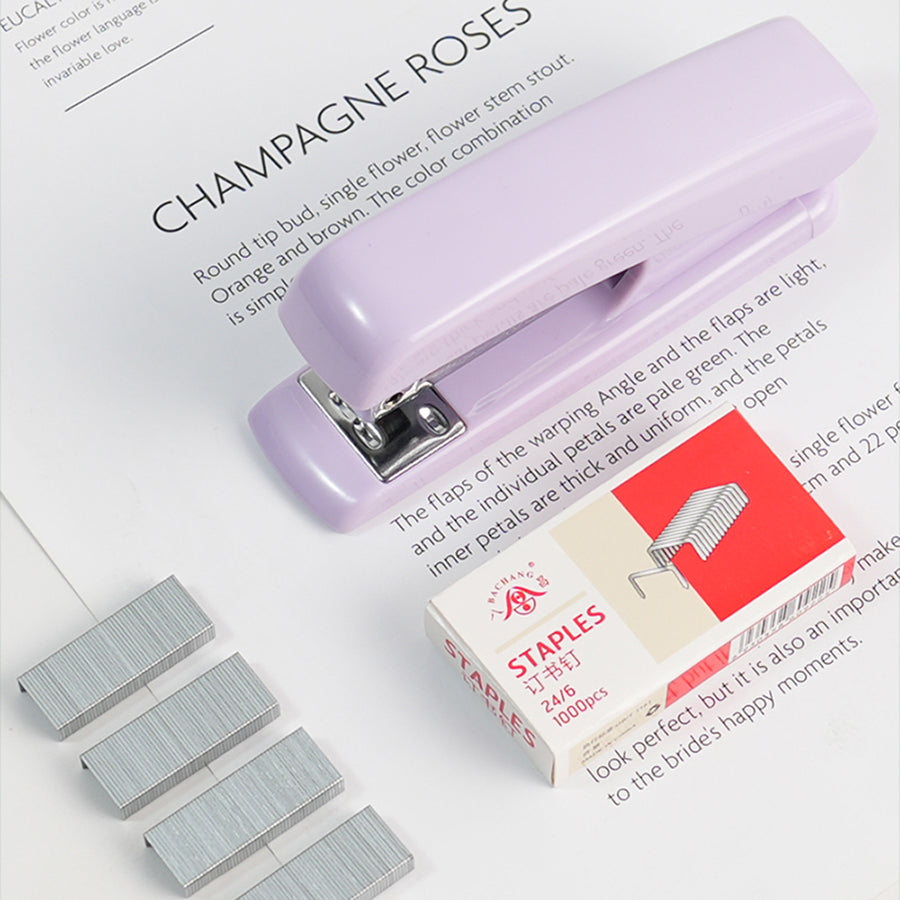7-piece set of student supplies, office supplies, stapler+1000 staples+scissors+tape base+paper clip set, one box+nail remover+sticky notes