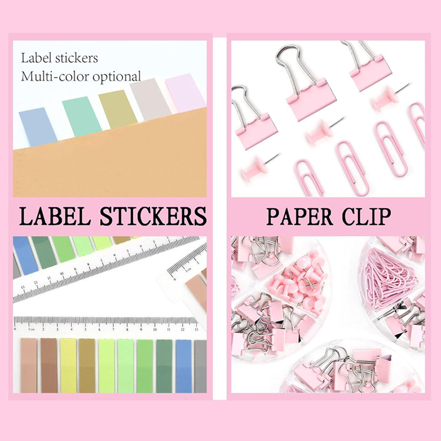 7-piece set of student supplies, office supplies, stapler+1000 staples+scissors+tape base+paper clip set, one box+nail remover+sticky notes
