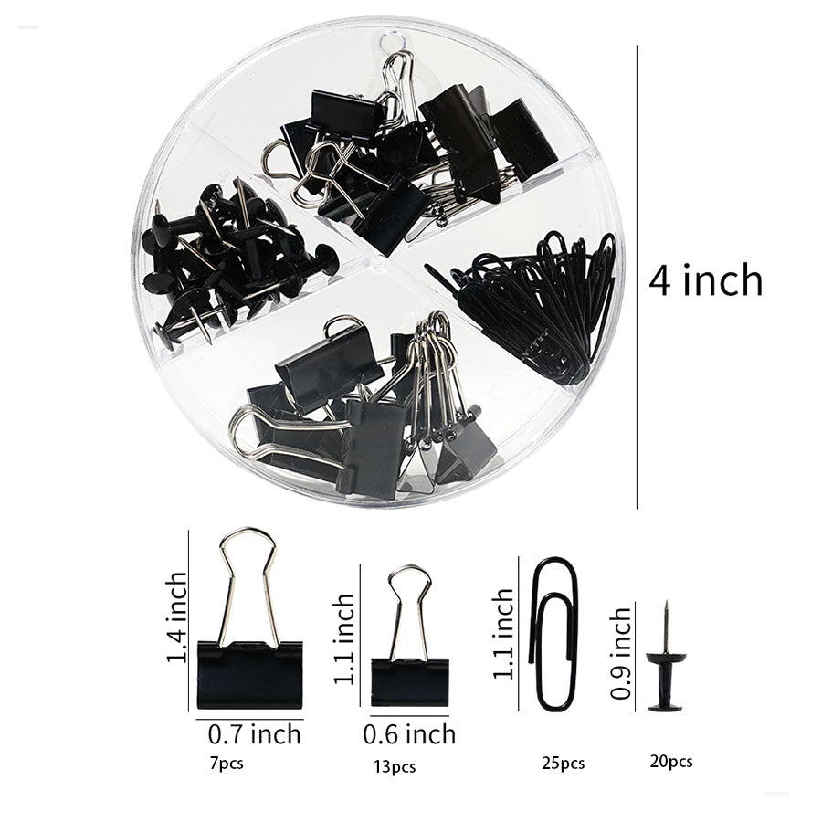 9 boxes of stationery set including 7pcs large long tail clip+13pcs small long tail clip+25PCS paper clips+20pcs H-shaped nails for business office, school office assistant, student stationery
